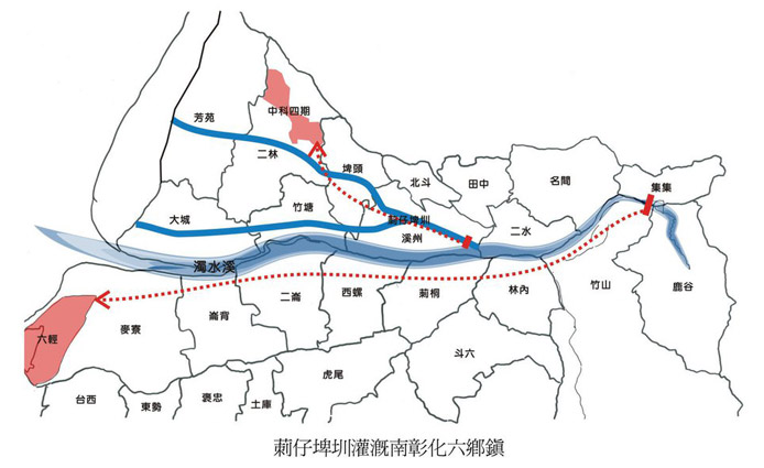莿仔埤圳灌溉南彰化六鄉鎮地圖